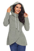 Sexy Gray Casual Asymmetric Hem Pullover Hoodie